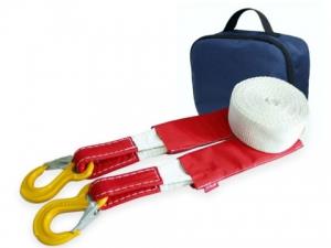 Ремень буксировочный эластичный Tplus 10 т 5 м серия Туризм Крюк/Крюк + сумка (синий)