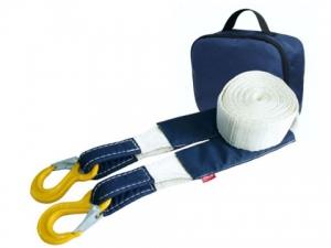 Ремень буксировочный эластичный Tplus 8 т 5 м серия Туризм Крюк/Крюк + сумка (синий)
