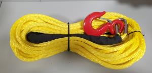 Трос синтетический для лебедки RusArmor 10мм с крюком (25м) желтый