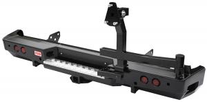 Бампер РИФ силовой задний Toyota Tundra 2007+ с квадратом под фаркоп, калиткой и фонарями