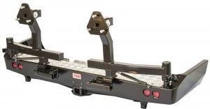 Бампер РИФ силовой задний Toyota Land Cruiser 80 с квадратом под фаркоп, 2-мя калитками и фонарями