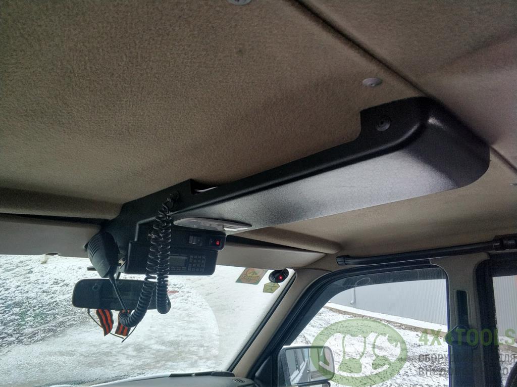 Консоль потолочная для установки р/c УАЗ Патриот 2007-2013, вырез под р/c 140х40 мм, черная