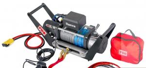 Лебёдка переносная РИФ 8000SR c площадкой в квадрат для фаркопа и проводами (синт. трос)