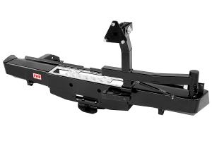 Бампер РИФ задний Nissan Navara D40 (05-14) с площадкой под лебёдку, квадратом под фаркоп и калиткой