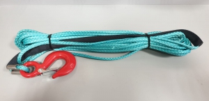 Трос синтетический для лебедки RusArmor 6мм с крюком (15м) синий пропитка