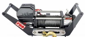 Лебёдка переносная РИФ 9000SR c площадкой в квадрат для фаркопа и проводами (в сборе) синт. трос