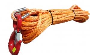 Трос синтетический для лебедки RusArmor 10мм с крюком (25м) оранжевый